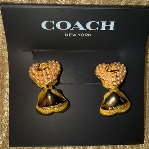Coach Gold Earrings with Pink Accents